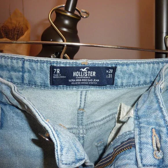 Hollister Jeans 28x31 Ultra High-Rise Dad Blue Vintage Stretch Patchwork - Picture 2 of 5